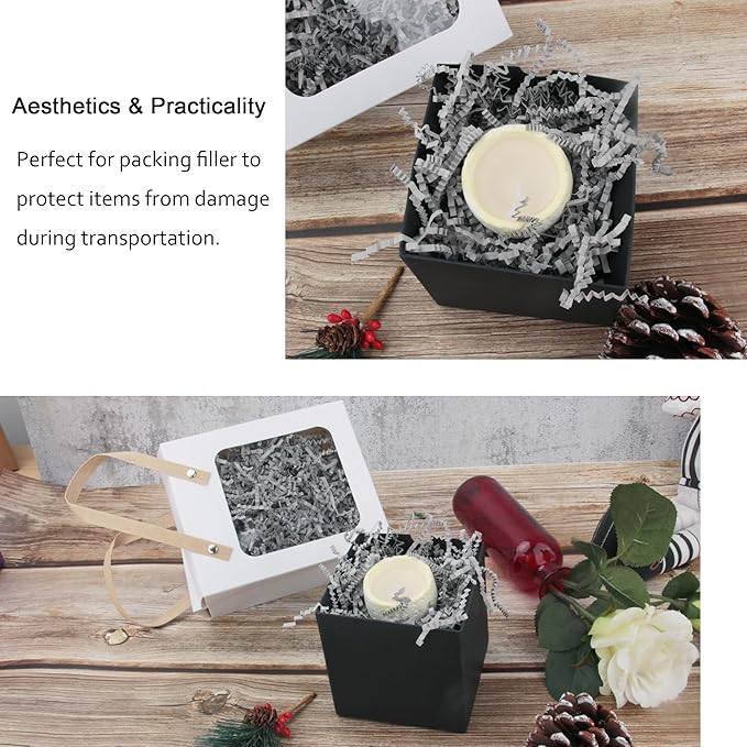 2 LB Grey Crinkle Paper Shred Filler for Gift Baskets Box Stuffing