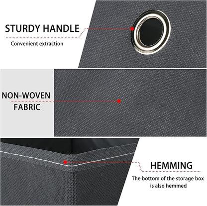 Foldable Storage Cubes Bins ,11 Inch Cloth Storage Cube Fabric Storage Box Cubes Organizer Baskets with Handles for Home Organizer Set of 3 (Grey)