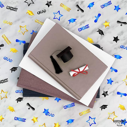KatchOn, Gold and Black Graduation Confetti 2025 - Pack of 1300 | Grad Confetti Class of 2025 | Grad Table Decorations 2025 | Blue and Gold Graduation Decorations