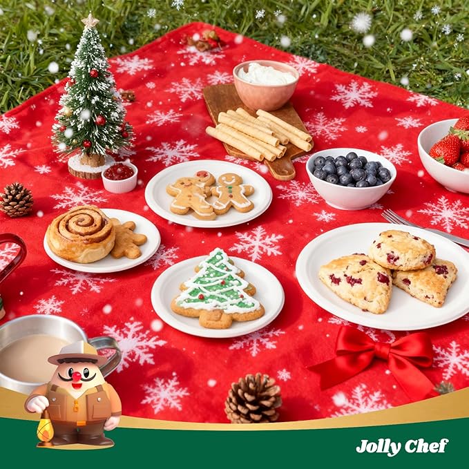 JOLLY CHEF Compostable Heavy Duty Plates 9 Inch [300 Pack] Eco-Friendly Disposable Natural Paper Plates Bagasse Biodegradable Bulk for Party Dinner Sugarcane Fibers Lunch Christmas (White)