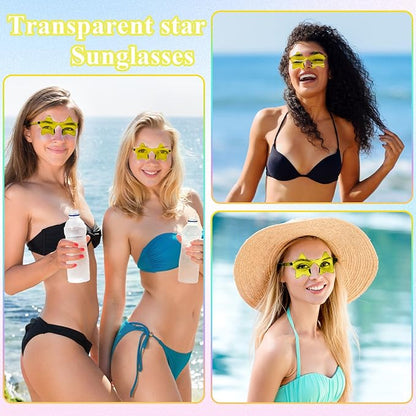 NACHLYNN 6 Pcs Rimless Star Shaped Sunglasses Yellow Pentagram Glasses Transparent Sunglasses Thanksgiving Day Party Favor