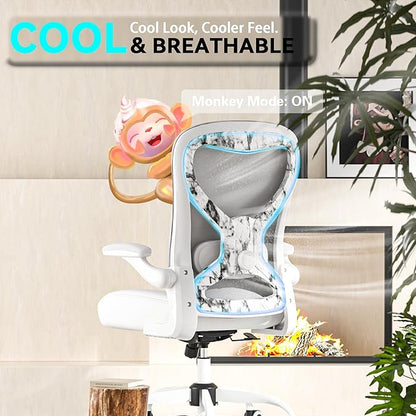 Office Desk Chair with Ergonomic Lumbar Support, Extra-Thick Seat Cushion, Flip-up Arms, Breathable Mesh Back, Computer Task Chair for Home Office