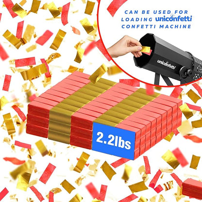 Red & Gold Confetti Paper - BULK 2.2lbs | 1kg, Biodegradable Tissue Paper, Rainbow Light Weight, Non-Staining Paper, for Events, Crafts, Decorations