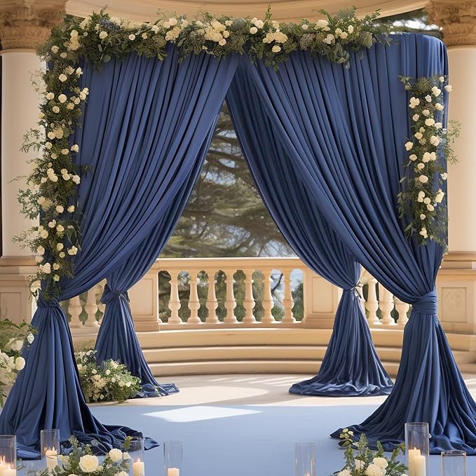 8 Panels Navy Blue Backdrop Curtain for Parties Wrinkle Free Photo Curtains Backdrop Drapes Fabric Decoration for Wedding Birthday Party Baby Shower 40ft(W) x 10ft(H)