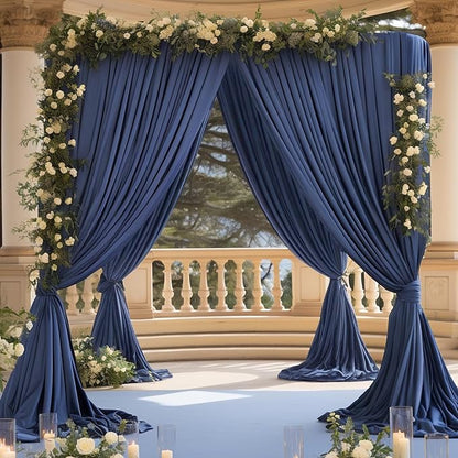8 Panels Navy Blue Backdrop Curtain for Parties Wrinkle Free Photo Curtains Backdrop Drapes Fabric Decoration for Wedding Birthday Party Baby Shower 40ft(W) x 10ft(H)
