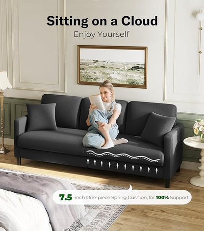 83" Couches for Living Room, Comfy Sofas for Living Room with Storage Ottoman, Teddy Sofa Couch, Tool-Free Loveseat Sofa, All-Wood Love Seat Couches, L Shaped Couch 2 Pillow Included, Grey