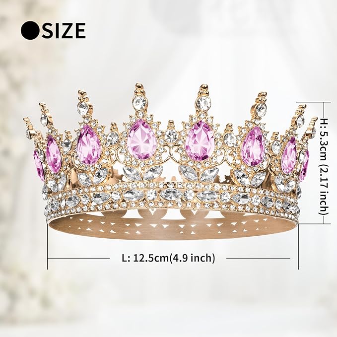 Onedor Pink Queen Crown for Women Crystal Rhinestone Wedding Tiara Princess Crown Cake Topper Large Rose Gold Corona para Pastel de Mujer for Birthday, Prom, Pageant, or Bridal Hair Accessories