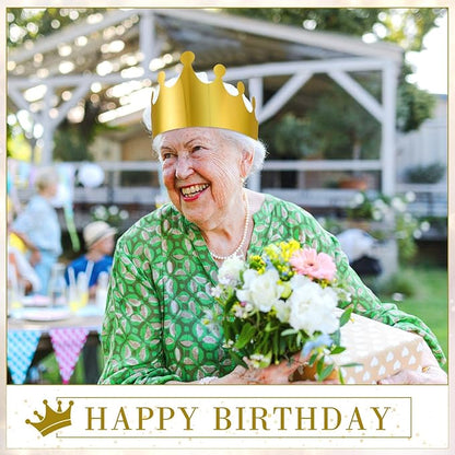 Crtiin 100 Pcs Gold Paper Crowns Birthday Party Bulk for Adults Classroom Students Hat Supplies Favors (Elegant Style)