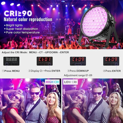 Betopper 54 * 4W High CRI Par Light, CRI/RA>90 RGBW 4 in 1 Ultra-Bright LED Stage Lights,Up to 5500 Lm Party Lighting, Party Disco DJ Lights for Photography Video Wedding Show, 4 Packs