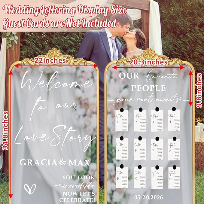 Personalized Wedding Sign Decals for Mirror Custom Welcome to Our Wedding Mirror Signs for Reception DIY Bride & Groom Names Date Vinyl Stickers Marriage Lettering Vinyl Decal for Party Entry Backdrop