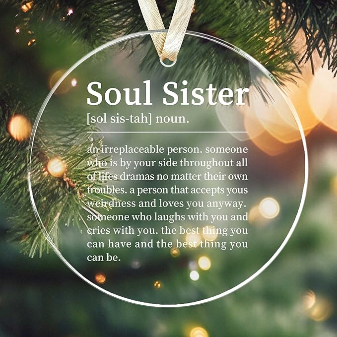 Best Friend Christmas Ornament for Soul Sisters,Soul Sister Friendship Gifts for Women Sisters Best Friends Bestie BBF,Acrylic Friendship Coworker Ornament Gift for Christmas Decoration Birthday Ideas