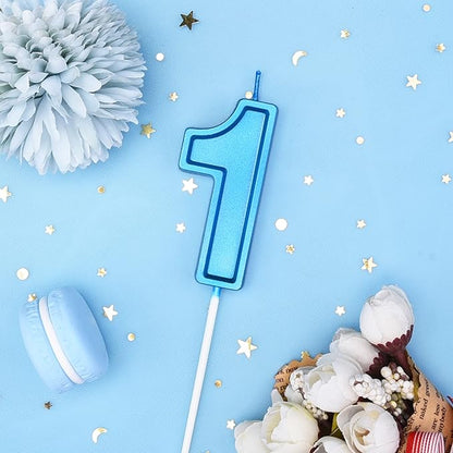 PHD CAKE 2.76 Inch Luxe Blue 1 Number Birthday Candles, Blue Number Candles, Cake Number Candles, Party Celebration