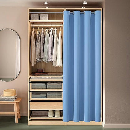 ChrisDowa Blackout Door Curtains for Doorway Privacy, Grommet Closet Curtains for Bedroom Closet Door, Thermal Insulated Temporary Doorway Cover Room Divider Drapes (1 Panel, Sky Blue, 34 x 80 Inch)