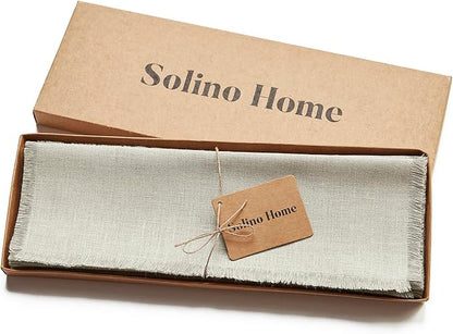 Solino Home Linen Natural Placemats Set of 4-100% Pure Linen Placemats 14 x 19 Inch for Fall, Autumn, Christmas, Holiday, New Year - Fringe