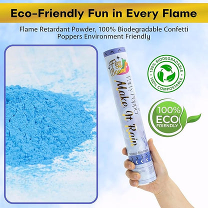 2 Pack Gender Reveal Smoke Confetti Poppers - Biodegradable Blue Powder Poppers for Baby Gender Reveal | Creates Vibrant Cloud of Color | Perfect for Photography and Special Events