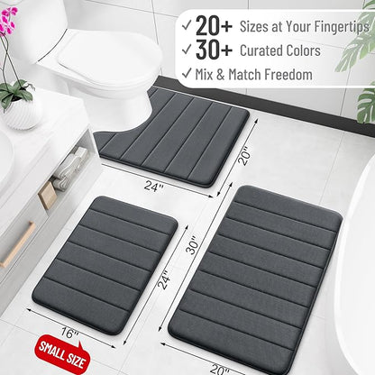 OLANLY Memory Foam Bath Mat 44x24, Super Soft Absorbent Bathroom Rugs, Quick Dry, Machine Washable Shower Floor Rugs, Bathmat Carpet, Bathroom Home Decor Accessories, Dark Gray