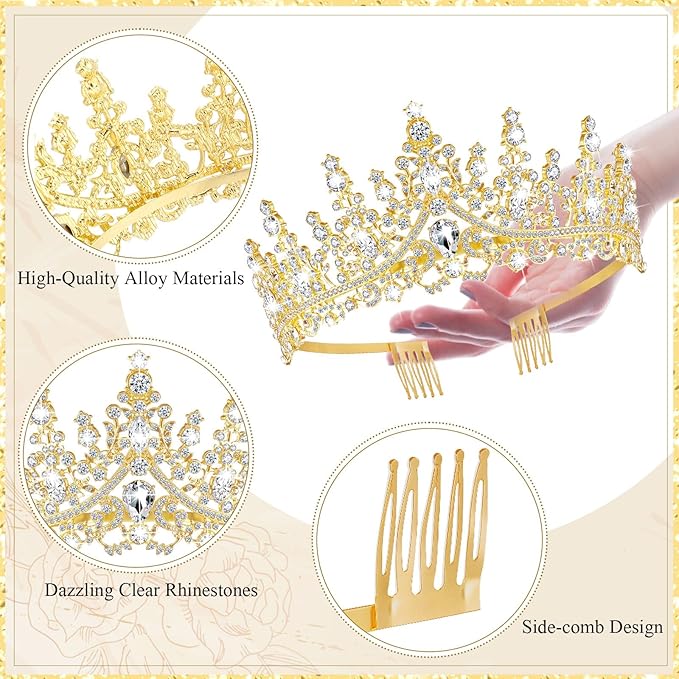 Tiaras and Crowns for Women Princess Crystal Tiara Crown with Comb Rhinestone Hair Accessories
