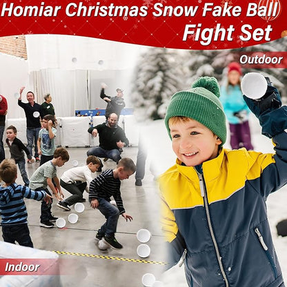 100 Pack Snow Fake Balls, Soft Artificial Snow Toy Balls, Indoor Snow Fight Ball Set for Multiplayer Outdoor Parent-Child Throwing Game Winter Home Christmas Decorations DIY Party Gift