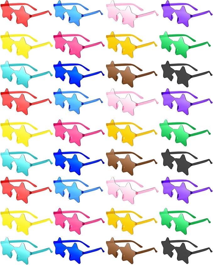 PLULON Star Sunglasses for Women Girls, Color Rimless Star Shaped Sunglasses Bulk for Adults Beach Birthday Swim Pool