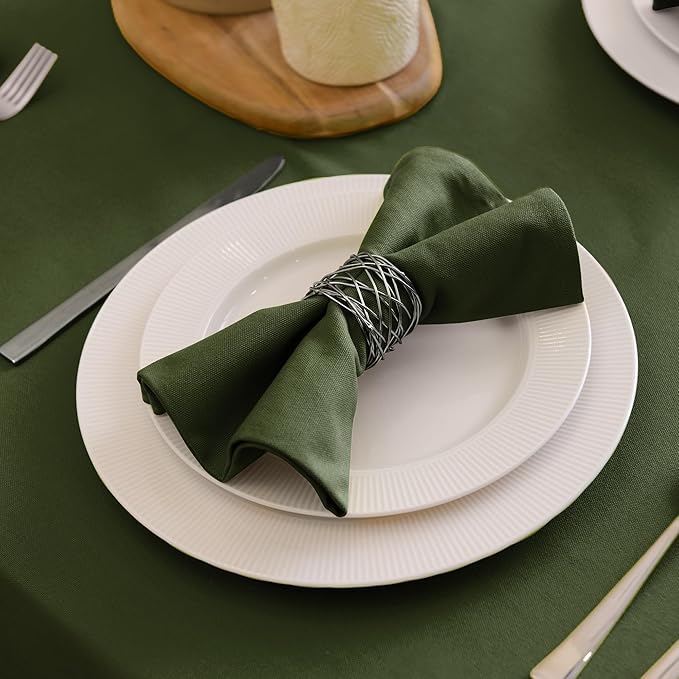 Encasa XO Leaf Green Cloth Napkins Set of 12, 17"x17" | Solid Color Cotton Dinner Napkins | Washable & Reusable Napkins for Dining Table Fall Decoration, Holiday & Christmas Festivals