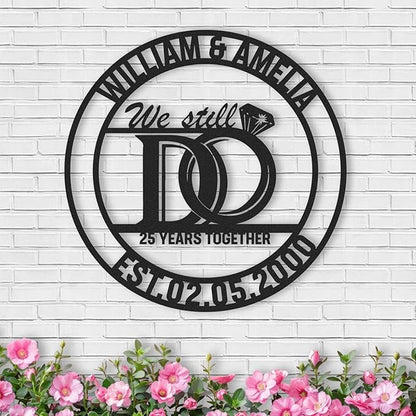 Personalized Anniversary Wedding Gifts for Couples, Custom Metal Sign with Couples Name and Date, Last Name Sign, Metal Art Wall Decor, Home Decor, Engagement Bridal Shower Gifts Color02