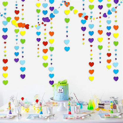 52Ft Valentines Day Party Decorations Rainbow Love Heart Garland Colorful Hanging Paper Heart Streamer Banner for Birthday Anniversary Bachelorette Engagement Wedding Baby Bridal Shower Carnival Party