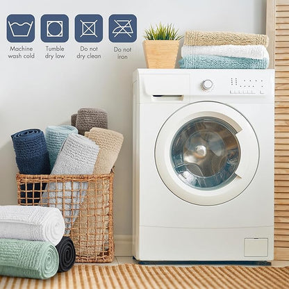 Madison Park Splendor Reversible 100% Cotton Tufted Bathroom Rug-3000 GSM Hotel Quality Luxurious Plush Medium Pile Bath Mat Absorbent, Quick Dry, Shower Room Décor, 24x60 Navy