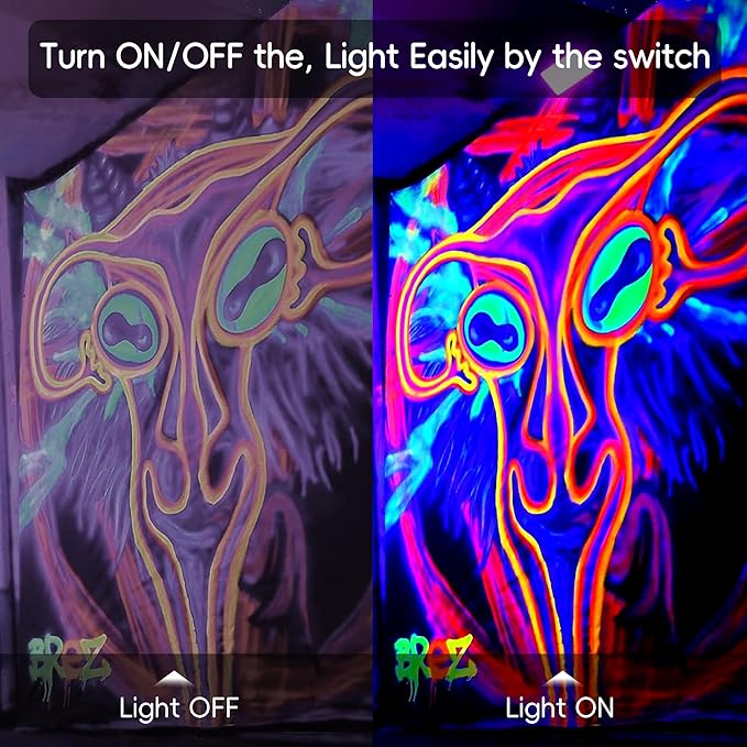 200W LED Black Lights,Black Flood Light Outdoor with Plug and Switch, IP66 Waterproof 395nm Blacklight Neon Glow for Glow Party, Halloween, Fluorescent Poster, Body Paint (4 Pack)