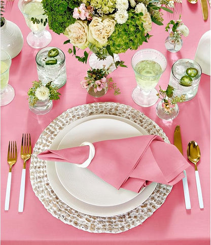 Solino Home Linen Napkins Set of 4-100% Pure Linen Pink Carnation Dinner Napkins Cloth 20 x 20 Inch - Fete, Handcrafted and Machine Washable