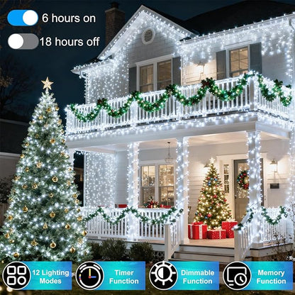 1500 LED 470FT Christmas String Lights, 12 Modes and Timer Memory Dimmable, Plug in Outdoor Waterproof Clear Wire Twinkle Fairy Light for for Xmas Yard Tree Wedding Party Outside Decor (Cool White)