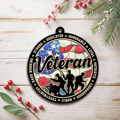 FLAGWIX Army Christmas Ornaments for Patriotic - Suncatcher Army Ornaments for Christmas Tree Decorations - Veteran Gifts for Men Women Dad Grandpa, Military Ornaments, Veterans Day Gifts Bulk