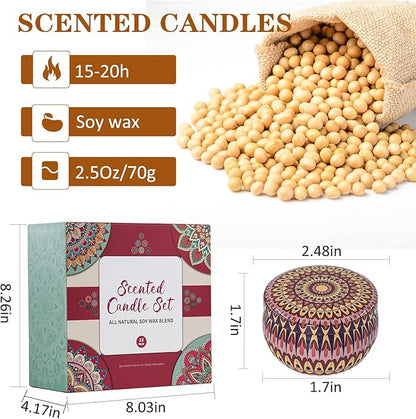 Candle Gift Set, 18 Pack Scented Soy Candles for Home, Long Burning Aromatherapy Candles, Holiday & Christmas Luxury Gift Set for Women