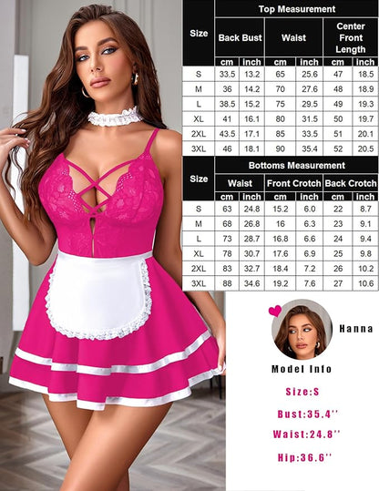 Avidlove Sexy Maid Lingerie for Women Halloween Outfit French Maid Costume Babydoll Lingerie Dress Cosplay Lingeries