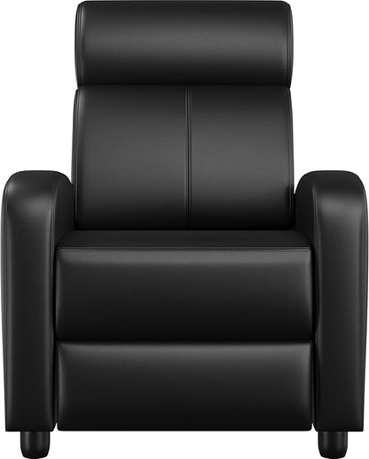 Yaheetech Living Room Chair for Adults, Adjustable Faux Leather Club Recliner Chair with Pocket Spring, Soft Foam Backrest Seat for Home/Theater/RV/Other Small Spaces, Dark Black