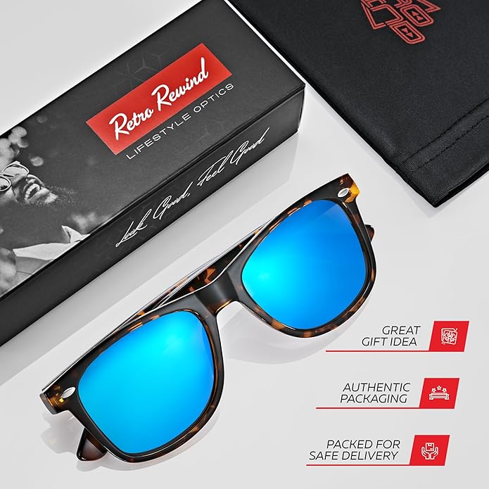 Retro Rewind Polarized Sunglasses for Men and Women - UV Protection Classic Sun Glasses