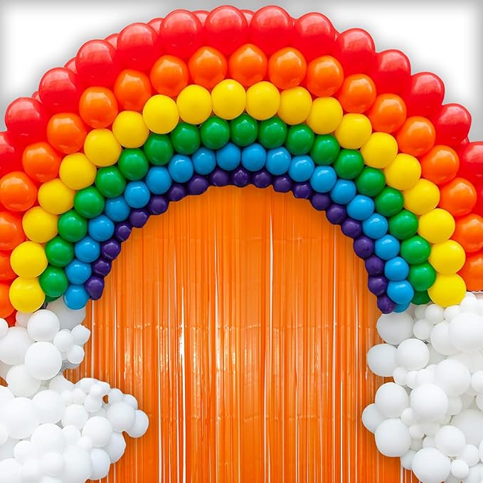 2 Pack Orange Fringe Backdrop Curtains, Orange Streamers Party Backdrop, Party Decorations for Birthday, Holidays, Parties & More