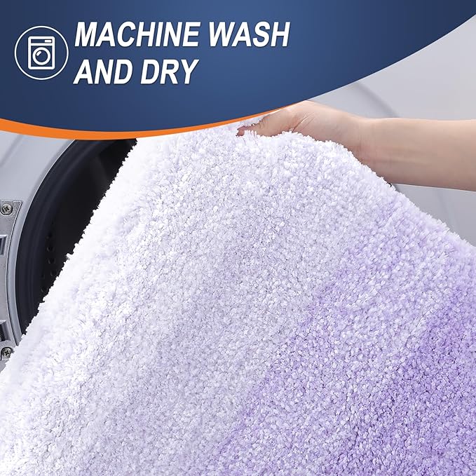 OLANLY Bathroom Rugs Mat 44x24, Extra Soft Absorbent Microfiber Bath Rug, Rubber Backing, Quick Dry, Machine Washable Bath Mats for Bathroom Floor, Tub and Shower, Home Decor Accessories, Light Purple