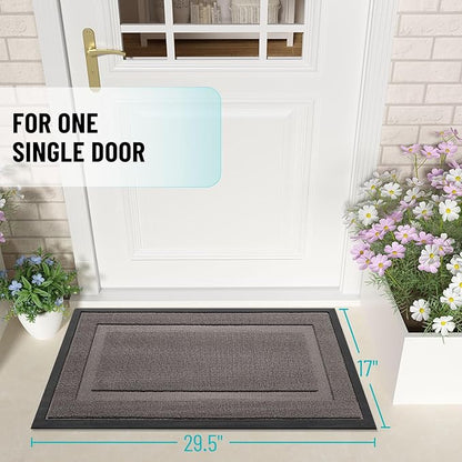 OLANLY Front Door Mat Indoor Outdoor Entrance, Waterproof All-Season, All-Weather Doormat, Sturdy Natural Rubber, Low Profile, Easy Clean Patio Porch Entryway Mat, 47x23, Taupe