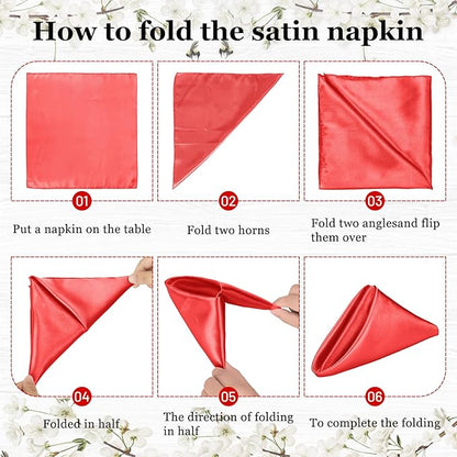 Bailarina 120 Pack Red Satin Napkins,17x17 Inches Wedding Napkins Square Soft Silky Table Napkins Bulk Decorative Elegant Cloth Napkin for Party Decoration, Banquet,Wedding,Graduation