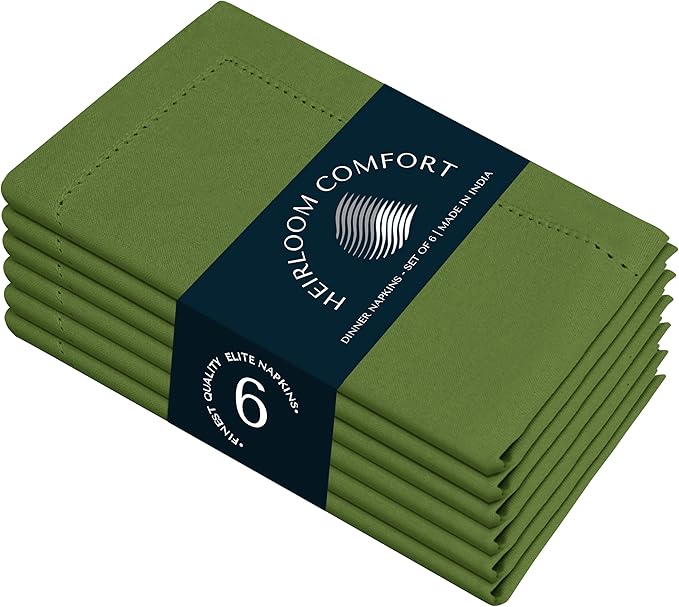 Mint Green Cloth Napkins 18"x18", 6 Pack - Soft, Absorbent, Durable, Reusable, Washable Fabric- Hemstitch Mitered Edges - Perfect for Spring, Easter, Baby Showers, Wedding, Everyday
