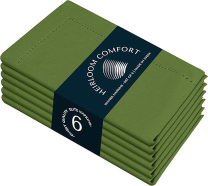 Mint Green Cloth Napkins 18"x18", 6 Pack - Soft, Absorbent, Durable, Reusable, Washable Fabric- Hemstitch Mitered Edges - Perfect for Spring, Easter, Baby Showers, Wedding, Everyday