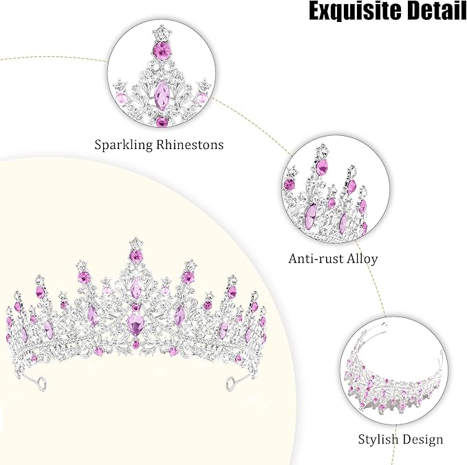 TAROSE Silver Tiaras for Women and Girls, Crystal Gold Crowns for Women, Hair Accessories for Bride/Halloween/Prom/Birthday