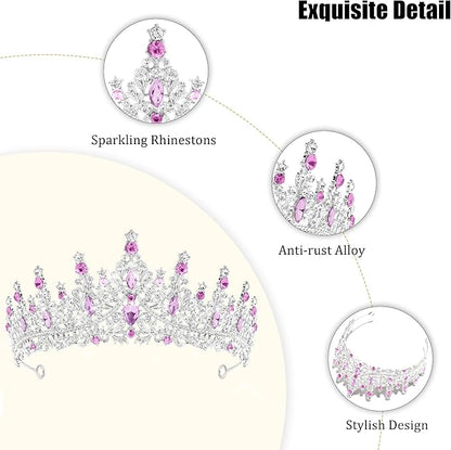 TAROSE Silver Tiaras for Women and Girls, Crystal Gold Crowns for Women, Hair Accessories for Bride/Halloween/Prom/Birthday