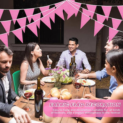 100 Feet Pennant Banners Flags 75 Solid String Triangle Flags for Grand Opening, Carnival Theme Birthday Party Decoration Outdoor Events Classroom Decoration(Pink)
