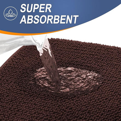 OLANLY Thick Memory Foam Bath Mat Rug 59x20, Extra Soft Absorbent Bathroom Rug, Quick Dry Bath Mats, Non-Slip, Machine Washable Carpet for Bathroom, Tub and Shower, Home Decor Accessories, Brown