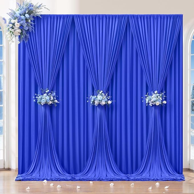 24 x 10ft Royal Blue Backdrop Curtains 6 Panels for Graduations Retirement Photo Backdrop Drapes No-Wrinkle Polyester Curtain Panels Soft Long Curtains Backdrop for Birthday Party Wedding Baby Shower