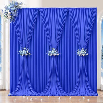 24 x 10ft Royal Blue Backdrop Curtains 6 Panels for Graduations Retirement Photo Backdrop Drapes No-Wrinkle Polyester Curtain Panels Soft Long Curtains Backdrop for Birthday Party Wedding Baby Shower