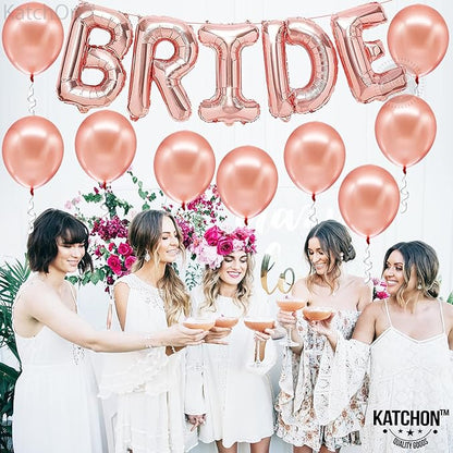 KatchOn, Bride Balloons Rose Gold Set - 16 Inch, Pack of 15 | Bachelorette Party Decorations | Rose Gold Bride Balloon | Bridal Shower Decorations, Bachelorette Balloons