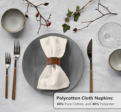 Zoyer Cloth Napkins Set of 4, 18x18 Inches Cotton Enrich Napkins Cloth ‎Washable, Soft & Durable Dinner Napkins for Parties, Wedding, Christmas, ‎Thanksgiving & Everyday Use - Ivory