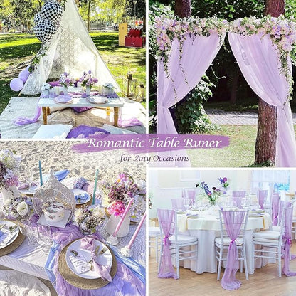 10 Pack Lavender Cheesecloth Table Runner Fall Thanksgiving 10FT Gauze Cheese Cloth Table Runner 35x120 Inch Purple Table Cloth for Wedding Bridal Shower Holiday Sheer Home Decor